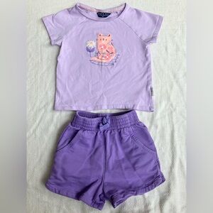Souris Mini purple cat tee shirt shorts set 3T